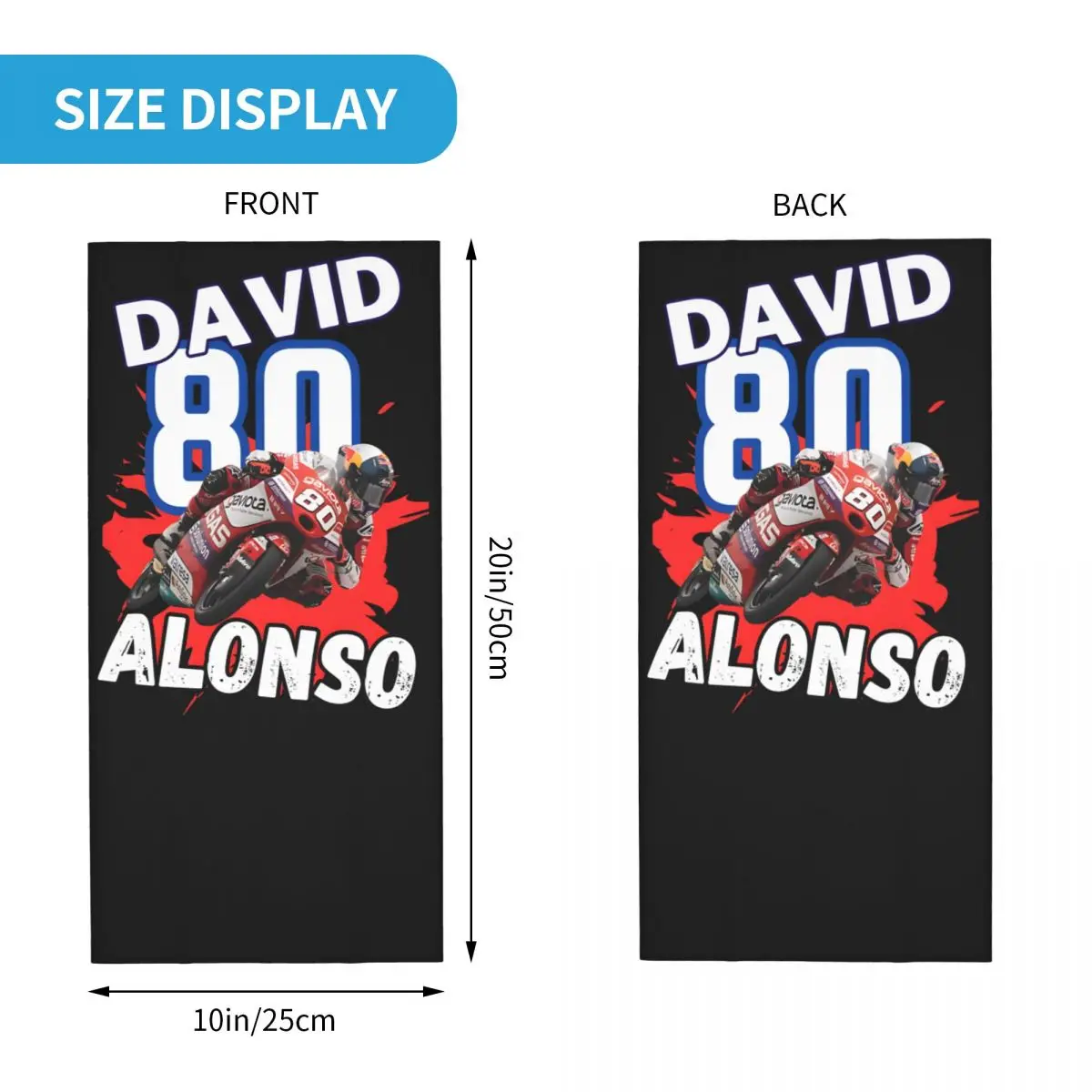 David Alonso Moto3 Racing Moto GP Bandana Neck Cover Printed Motocross Face Scarf Balaclava Cycling Unisex Adult Winter