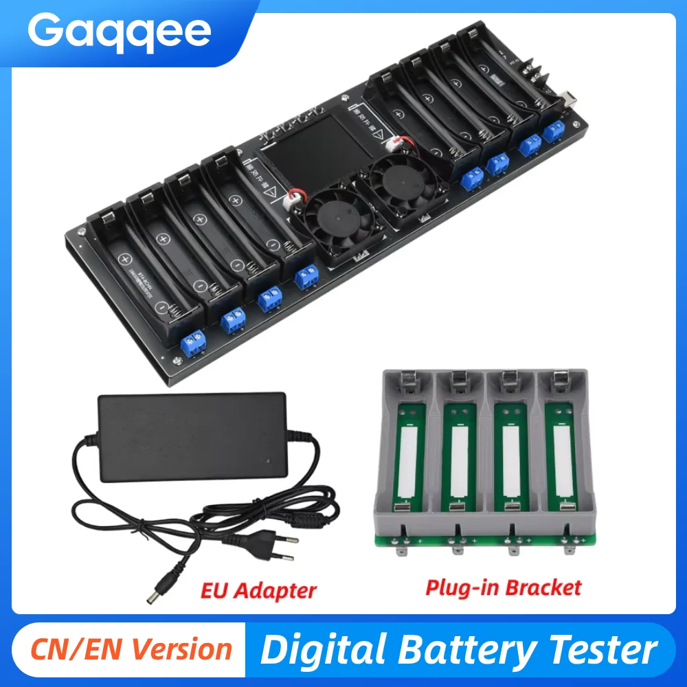 Testeur de batterie numérique DC5V 10A 2.4 pouces avec affichage incurvé, testeur de capacité de batterie 18650, testeur de résistance interne à 8 canaux