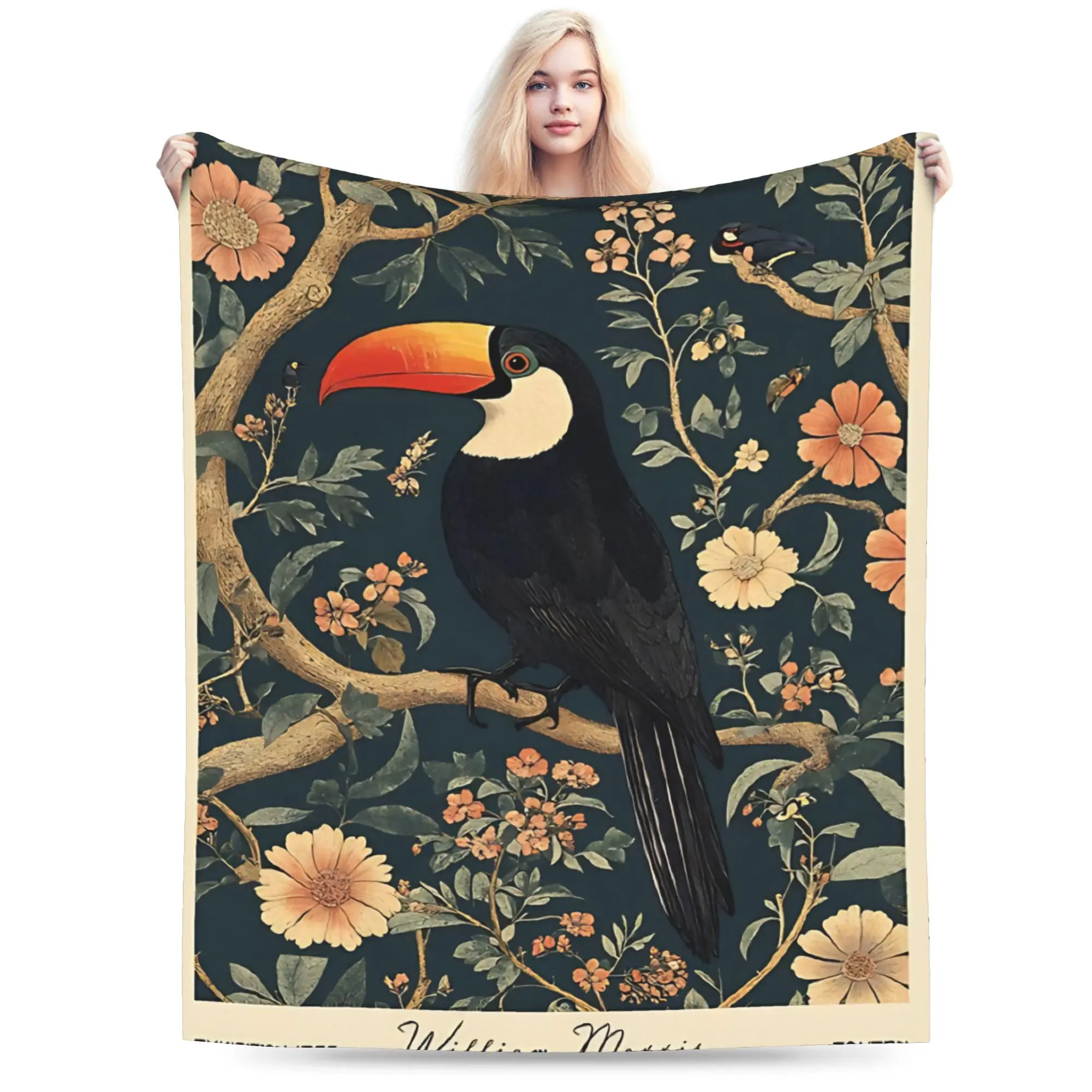 William Morris bird  Blanket  Warm Soft Print Plush Throw Blanket For Girls Boys Couch  Sofa Bed Flannel Bedspread Bed Cover