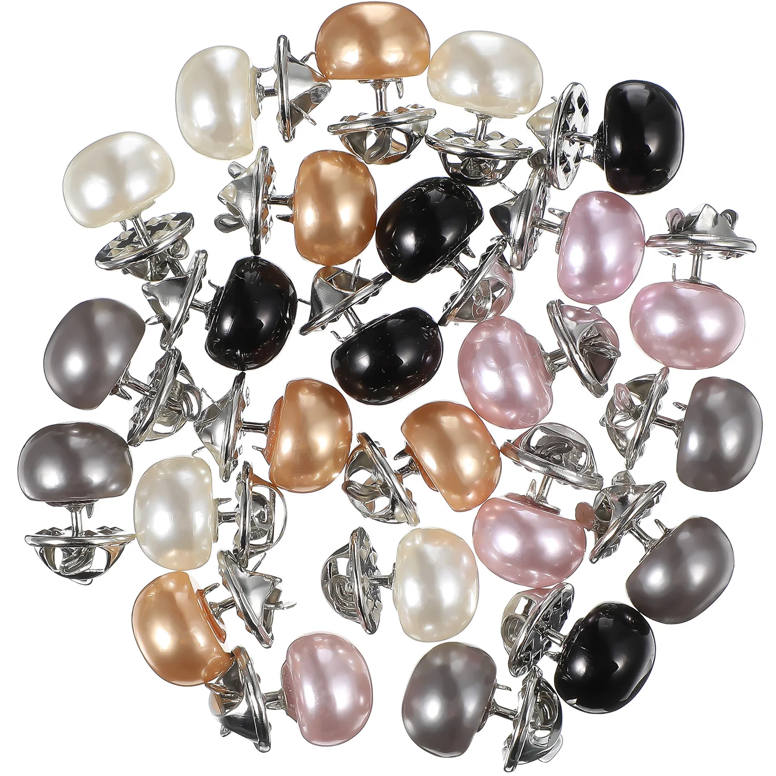

25pcs Anti Exposure Brooch Buttons Ball-Shaped Pearl Design Secure Clasp For Clothes Skirt Cardigan Shirt Lapel Pin Cover Up