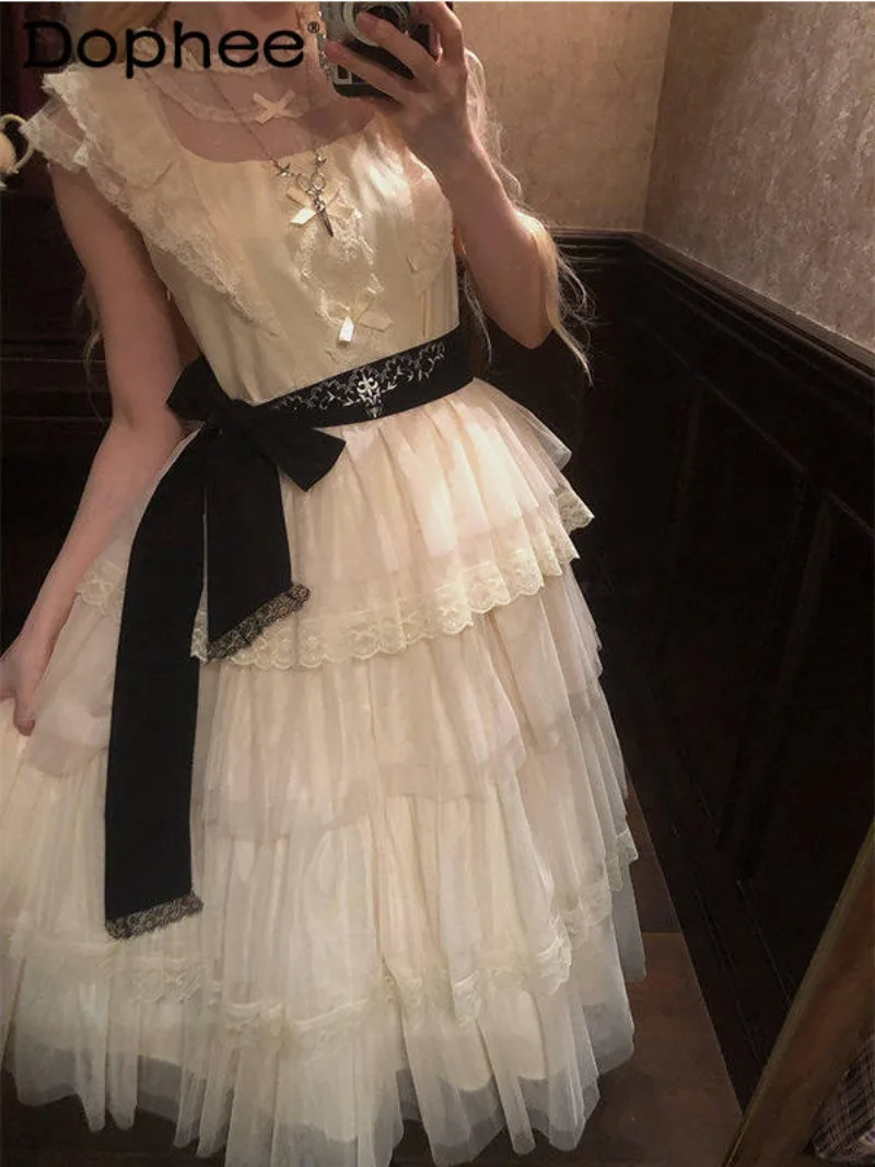 

Generative Color Lolita Big Swing Dress Sweet Cute Girl OP Dress Japanese Original Lace Gorgeous Elegant Cake A-line Dress