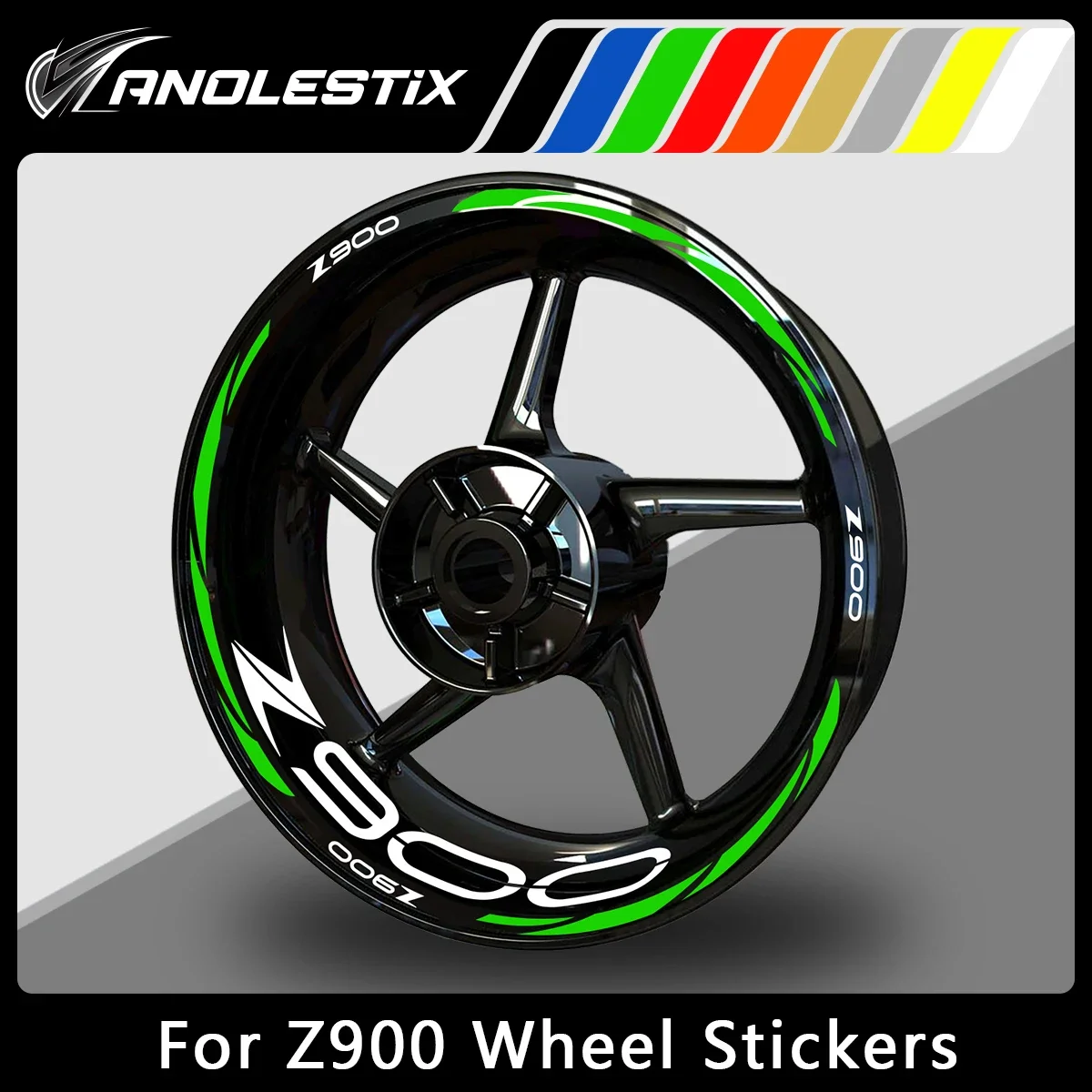 

AnoleStix For Kawasaki Z900 Reflective Motorcycle Wheel Sticker Hub Decal Rim Stripe Tape