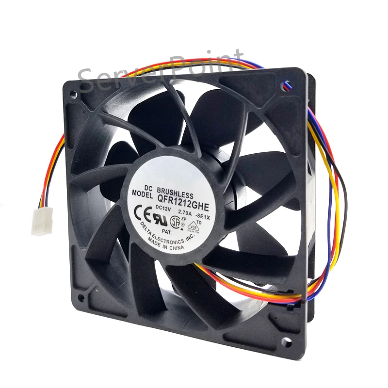 

Original for Delta QFR1212GHE QFR1212GHE-PWM 4P 12V 2.7A 12038 Server cooling fan 120*120*38mm for Bitcoin Miner