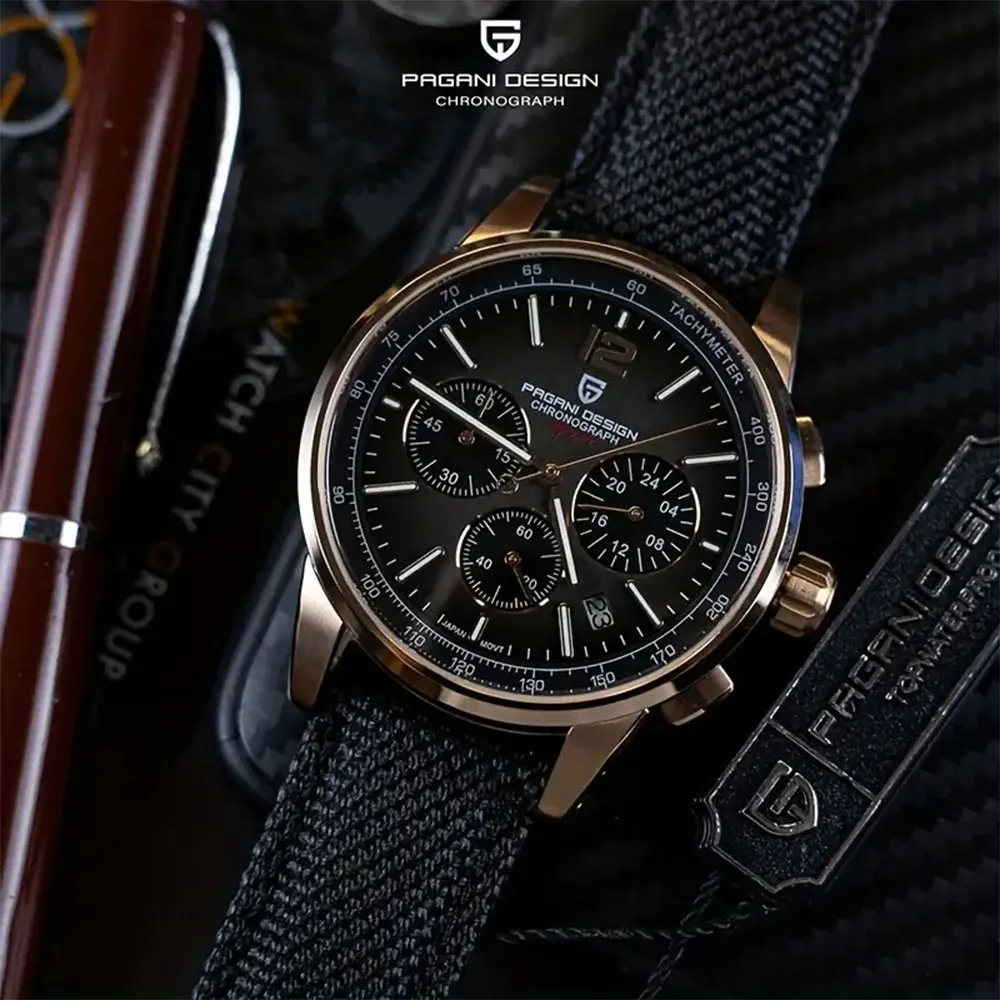 PAGANI تصميم جديد ساعة رجالي 41 مللي متر كرونوغراف 100 متر مقاوم للماء ساعة اليد العلامة التجارية الأعلى VK63 ساعات كوارتز للرجال هدية Reloj Hombre
