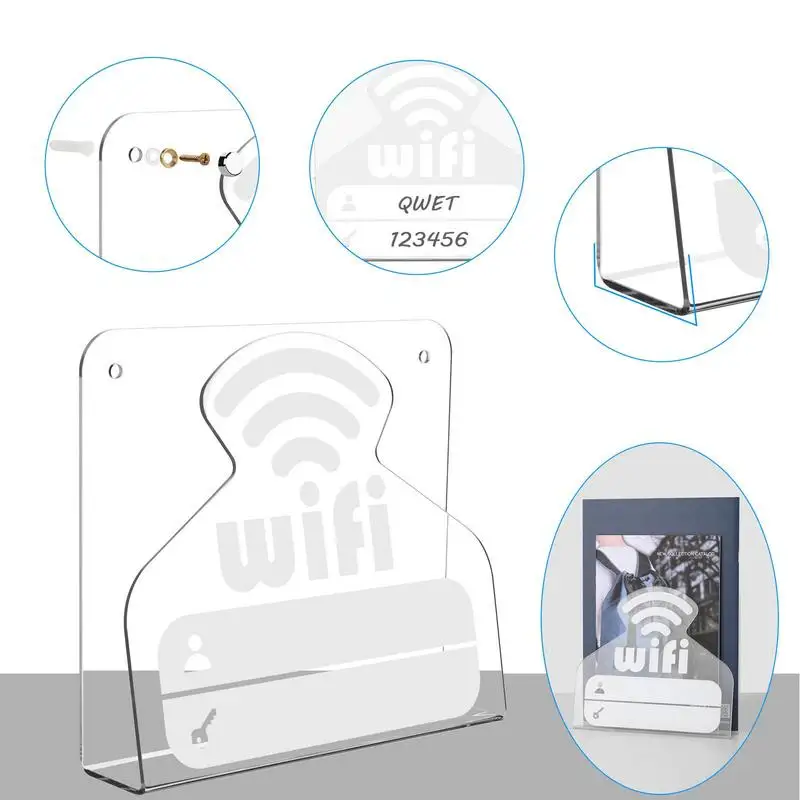 Wifi Sign For Guests Acrylic WiFi Account Display Stand Wall-Mounted Freestanding Table Centerpiece Wall Decoration For Home