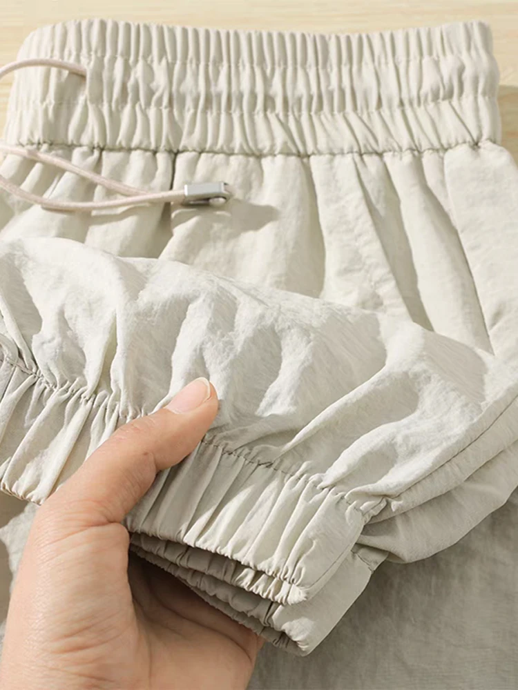 

Ice Silk Loose Summer Casual Pants Men's Thin Sle Comfortable Loose Trousers Women's American Retro Sweatpants Trendy Match...