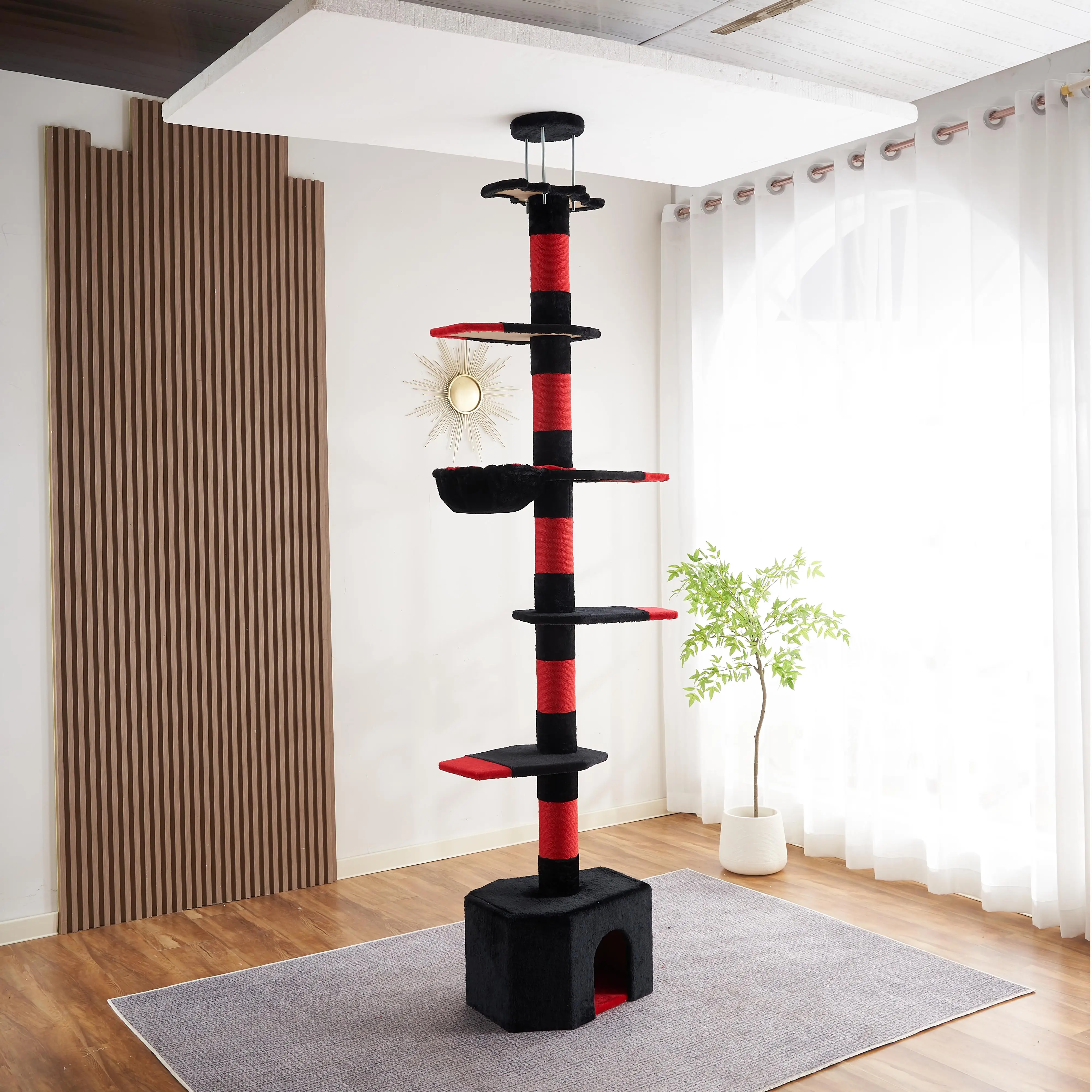 

Large Cats Condo Tree Play Furniture Scratcher Modern Cat Ceiling Tree Tower Multi-Layer Cat Climbing Frame Tree Halloween Style