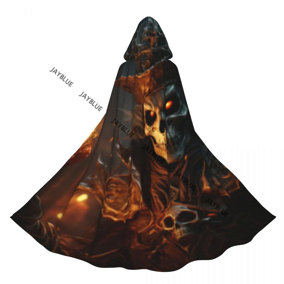 Capa de Vampiro Reversible con Capucha para Adultos, Unisex, para Fiestas de Brujas, con Corona de Rey Calabaza y Cetro Luminoso