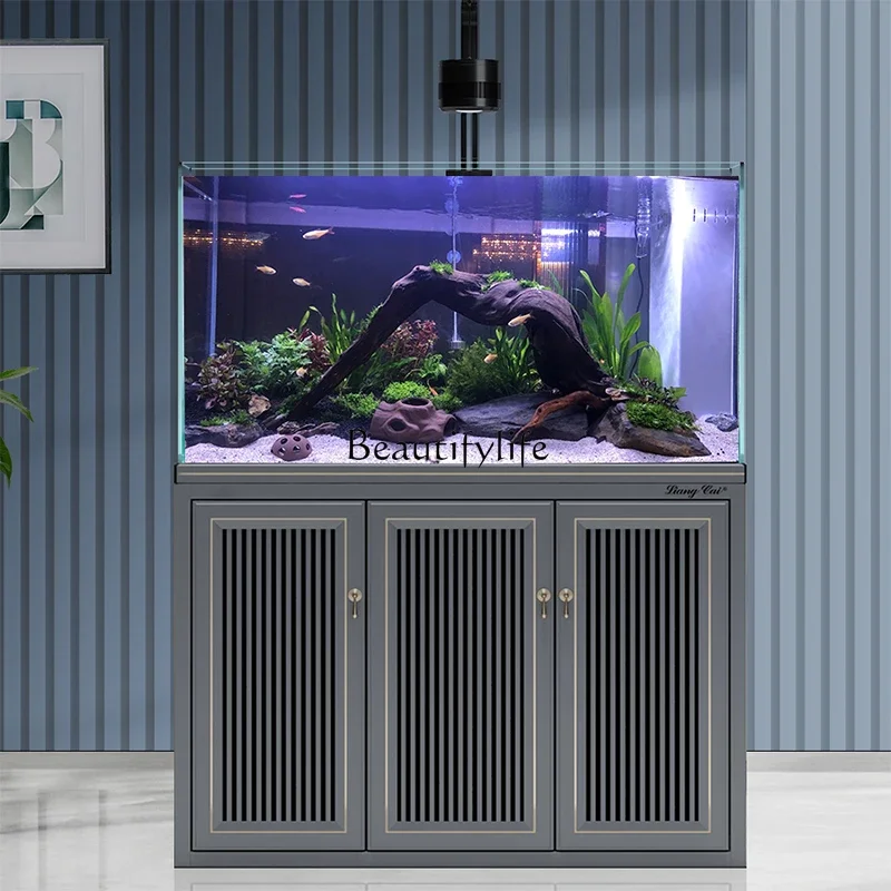 

LD33Fish Tank Living Room Creative Rain Drip Grass Tank Bottom Filter Aquarium Small Household Dry Wet Separation Glass Stream
