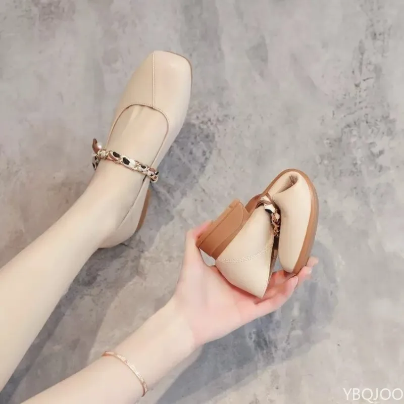 أحذية نسائية ريترو لربيع وصيف جديدة قابلة للتنفس بكعب منخفض، أحذية فردية بسيطة ومريحة ومتعددة الاستخدامات وخفيفة الوزن للنساء