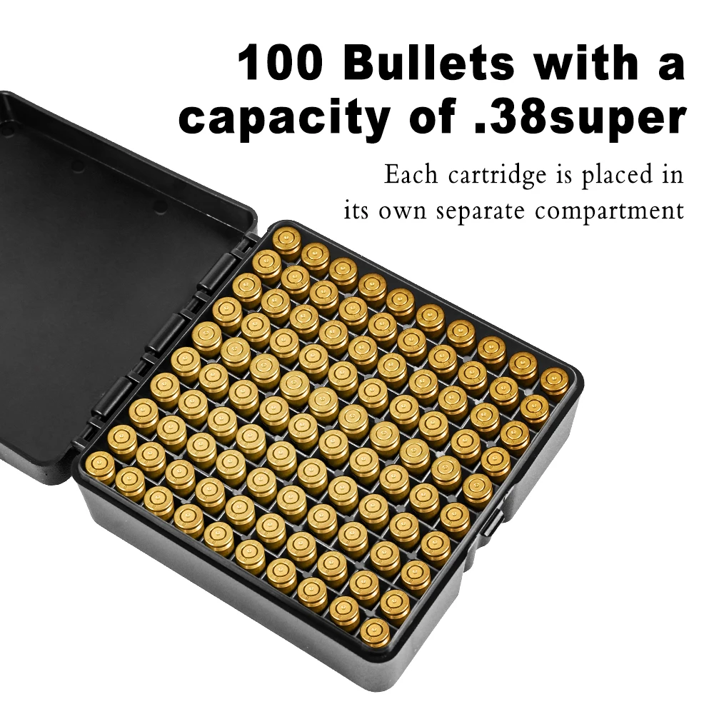 .38super 7,62x39 .223 9 мм чехол для боеприпасов 100/50 патронов Bullet Box для хранения картриджей для охоты на открытом воздухе, стрельбы, спорта