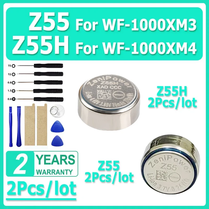 

2pcs/lot Z55 Brand-New Battery For Sony WF-1000XM3, Z55H For WF-1000XM4 WF-SP900/SP700N /1000X WI-SP600N TWS Earphone