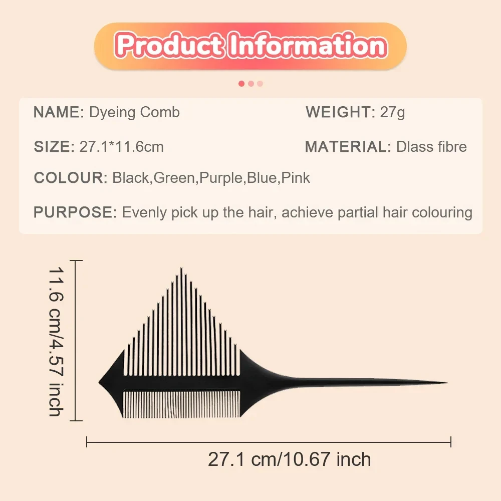 Double-sided Highlights Color Comb Hairdressing Styling Hair Dye Comb Tip-tail Parted Triangular Brush Dense Teeth Hair Supplies