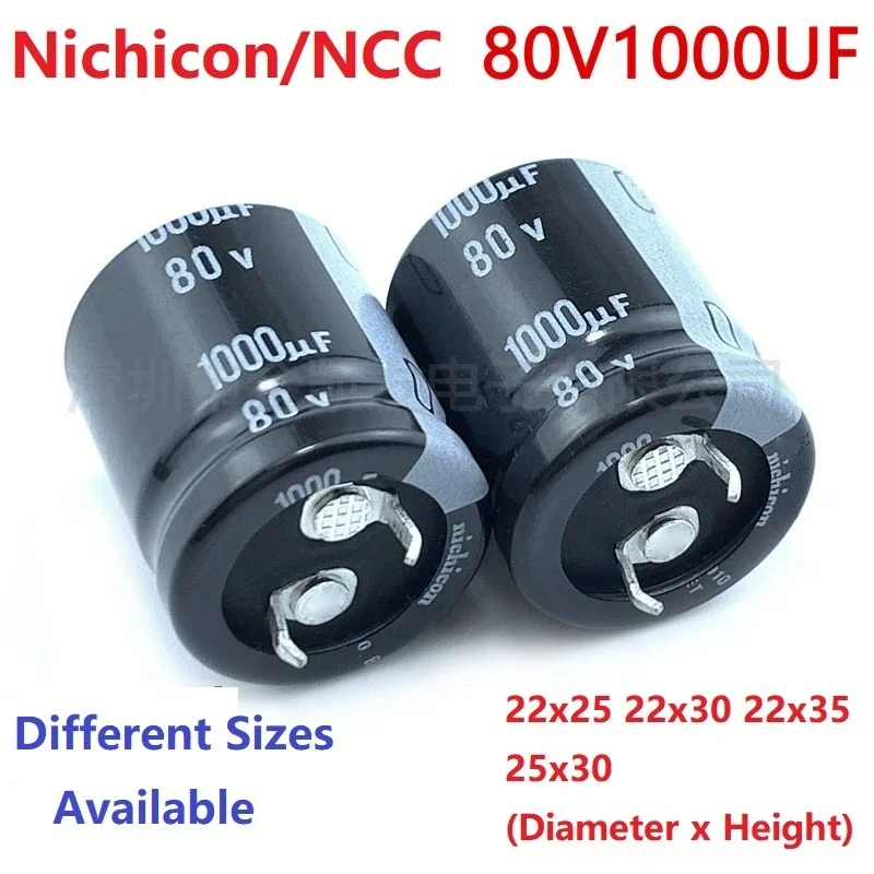 

2Pcs/Lot Japan Nichicon/NCC 80V1000uF 22x25 22x30 22x35 25x30 Snap-in PSU Amplifier Capacitor