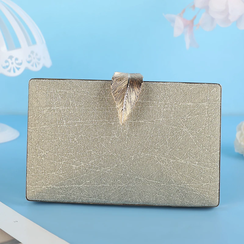 Luxury wedding party clutches purse Ladies Metal Leaf Lock Gold Party Bridal Bag Wedding Clutch Purse For Chains Shoulder Women