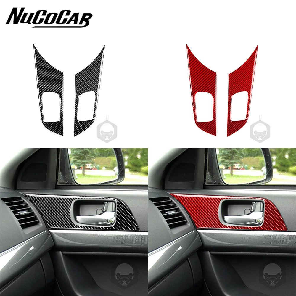 

For Mitsubishi Lancer EVO X MR 2008-2015 Carbon Fiber Door Pull Handle Frame Cover Car Interior Accessories Decorative Stickers