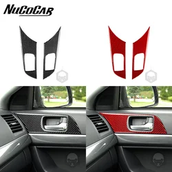 For Mitsubishi Lancer EVO X MR 2008-2015 Carbon Fiber Door Pull Handle Frame Cover Car Interior Accessories Decorative Stickers