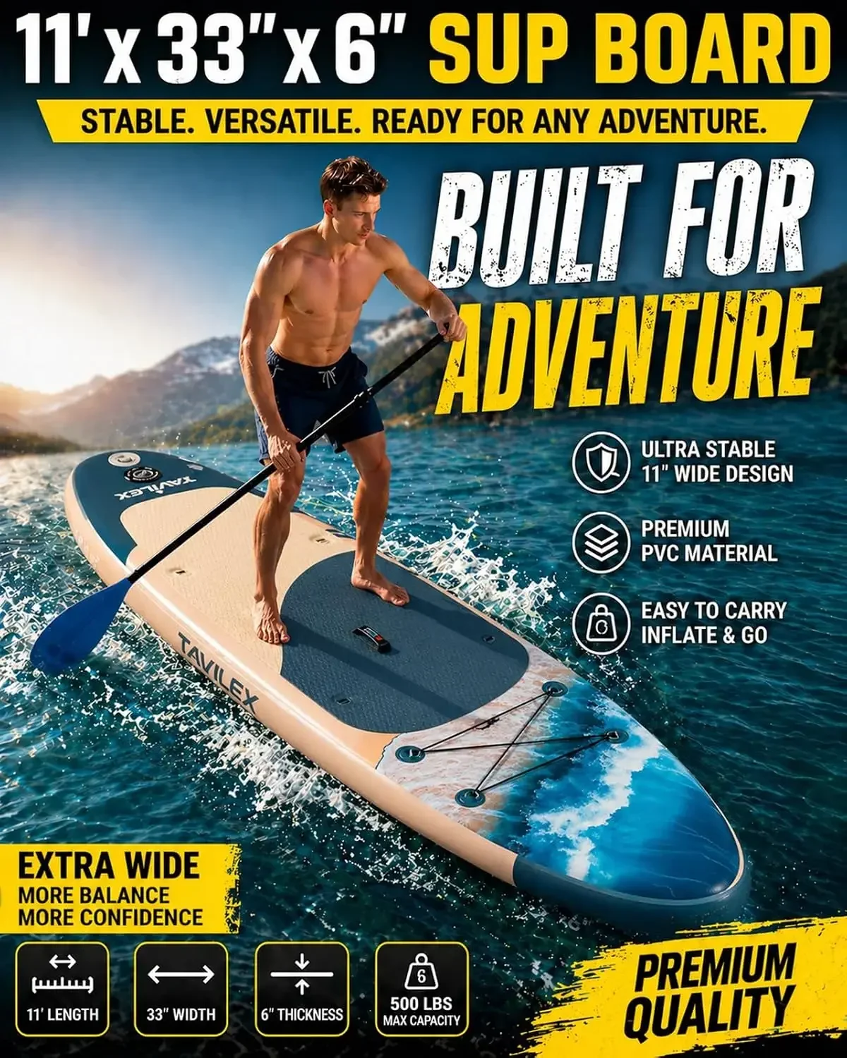 Inflatable Stand Up Paddle Board with Seat, 11' x 33
