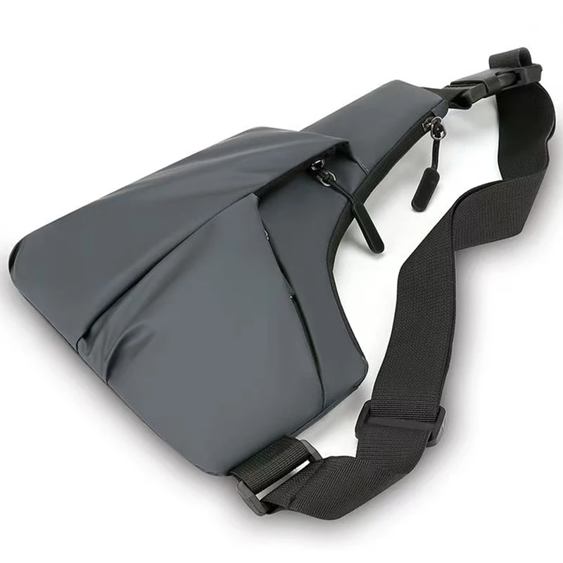 Bolsa de peito portátil masculina, bolsa crossbody para esportes ao ar livre, leve, assimétrica, cintura fina, adequada para viagens, caminhadas diárias