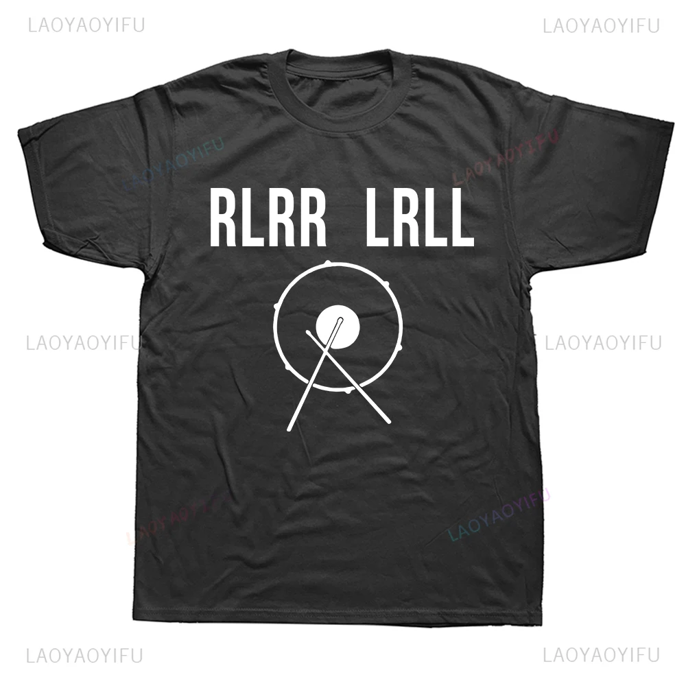 RLRR LRLL Drummer Printed T-SHIRT Drum Band Music Novelty Funny Present Summer Drumming Player T Shirt Hip Hop Casual Man Tees