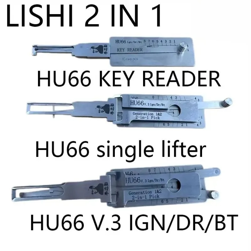 2026 LISHI 2-in-1 Locksmith Tool HU66 Key Reader Signal Lifter V.3 IGN/DR/BT Multi-Function Automotive Unlocking Tool