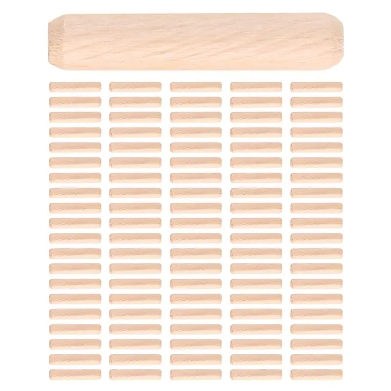 NEW HOT In Stock-100 Pack Wooden Dowel Pins Wood Kiln Dried Fluted And Beveled