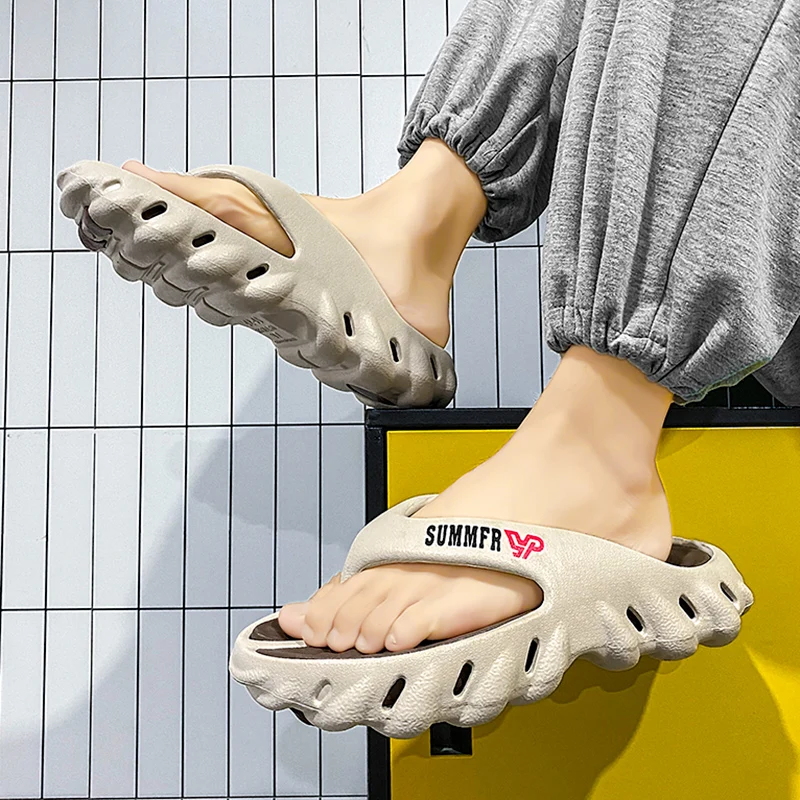 عالية الجودة شبشب رجالي الوجه يتخبط في الهواء الطلق صنادل شاطئ مريحة لينة وحيد الشرائح الرجال عدم الانزلاق النعال المنزل الوجه يتخبط