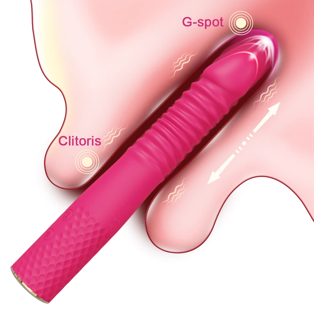 Consolador vibrador realista de empuje para mujeres, máquina sexual telescópica automática, punto G, estimulación Anal del clítoris, Juguetes sexuales para adultos 18