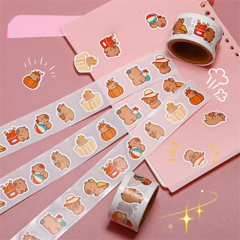 80pcs/roll Capybara Curly Stickers - Cute Cartoon INS Style for Kids' Day, Student Scrapbook Supplies Decor（ Anime Worlds Store）