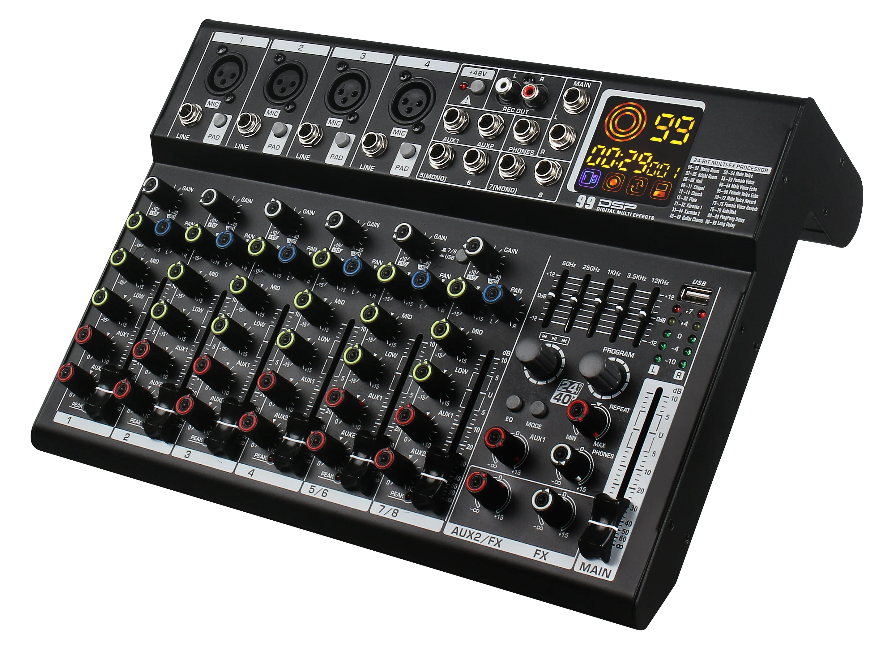 

Dropshipping MR600 3-band EQ Sound Digital 8 Channels Multi Effects Mixer Professional Audio Mixer