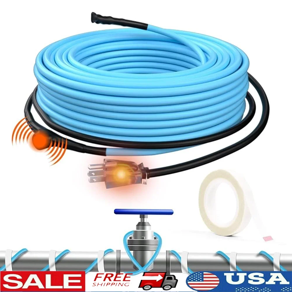 

Саморегулирующаяся термолента, 40 футов, сертифицированная ETL, нагревательный кабель для труб, металлические пластиковые водопроводные трубы с регулятором температуры