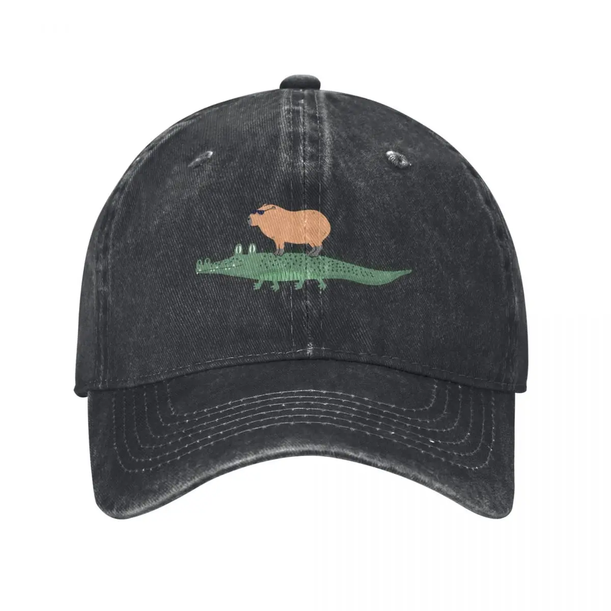 

Capybara riding on a crocodile - jungle background Baseball Cap foam party Hat Military Tactical Cap Women's Hats Men's
