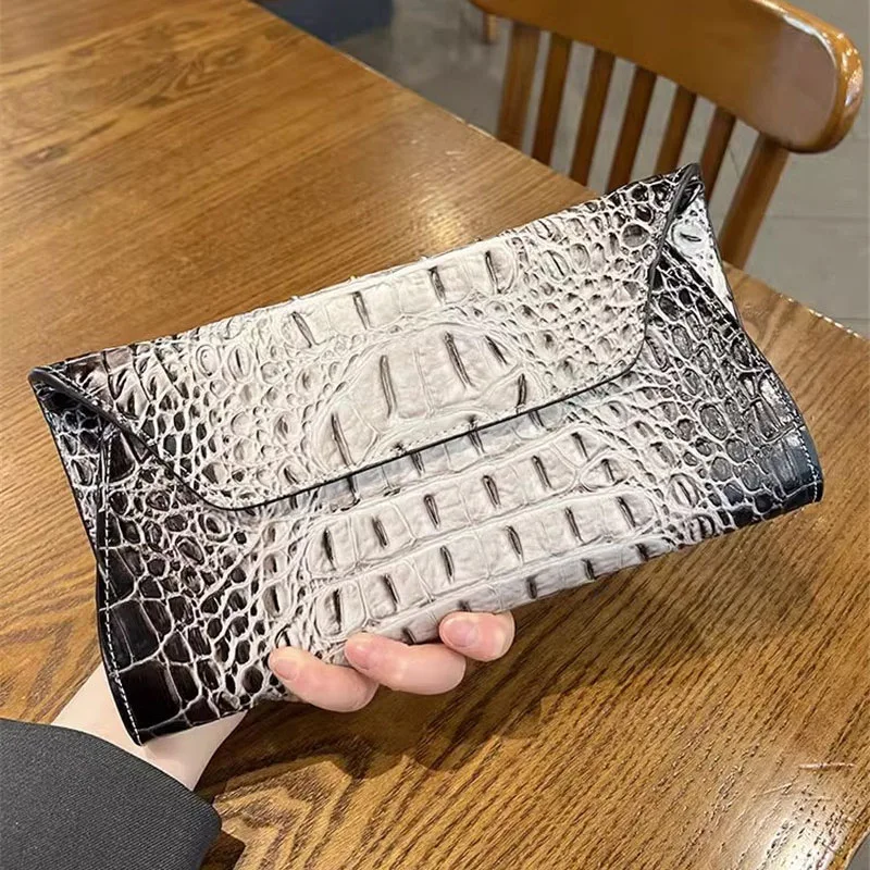 New Trendy Envelope Clutch Bag for Women Fashion High Quality Crocodile Pattern Retro Pouch Travel Wallet Party Bag