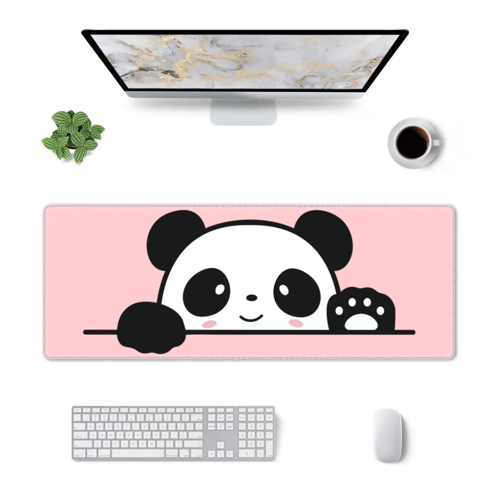 Alas Mouse Besar Merah Muda Cakar Melambaikan Panda Lucu Alas Mouse Gaming Alas Meja Alas Karet Antiselip untuk Alas Keyboard dan Mouse