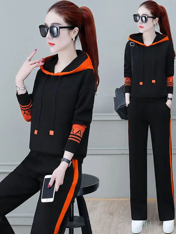 plus Size Women's Autumn Fashion Sweatshirt Set Long Sleeve High Waist Pants Pear Shaped Body Casual Comfortable Breathable