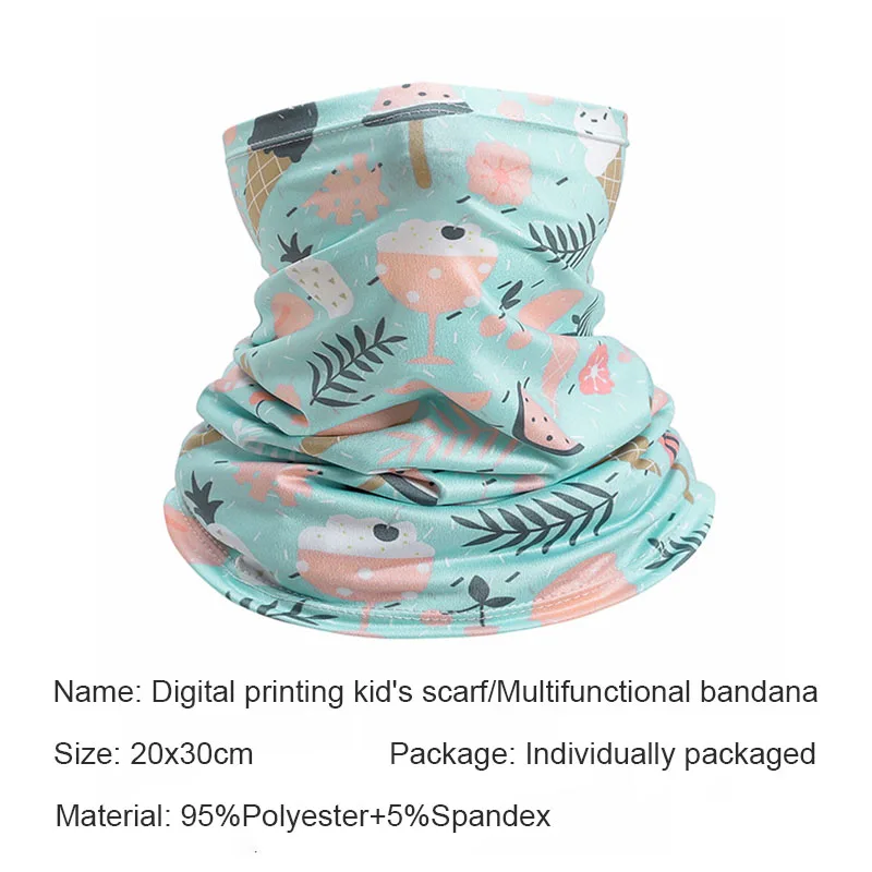 Kids UV Protection Neck Gaiter Hairwrap Fishing Cycling Hiking Multi Scarf Sun Protector Boys Girls Tube Face Cover Bandanas