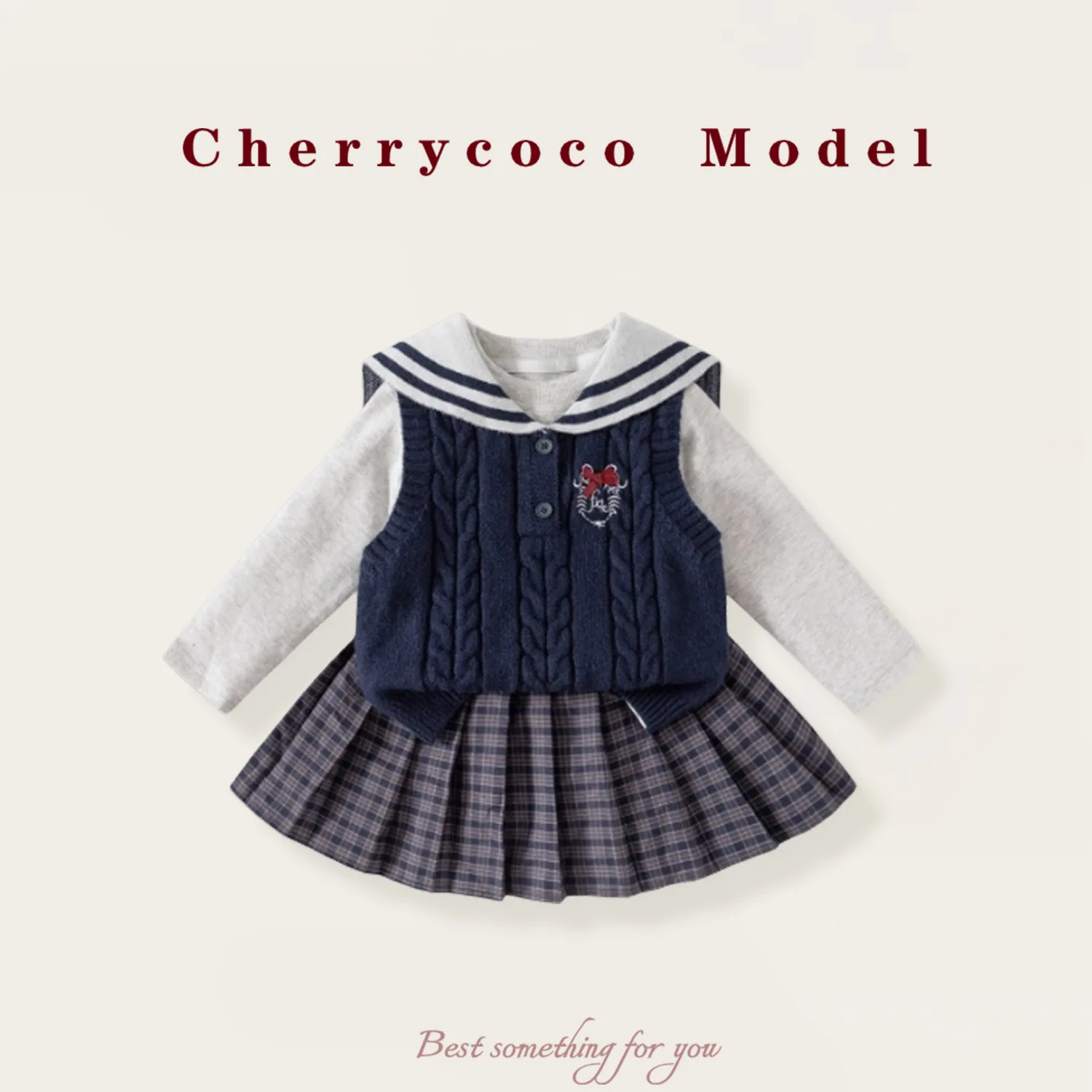 Girls' Autumn Set 2025 New College Style Baby Knitted Vest Princess Skirt Stylish