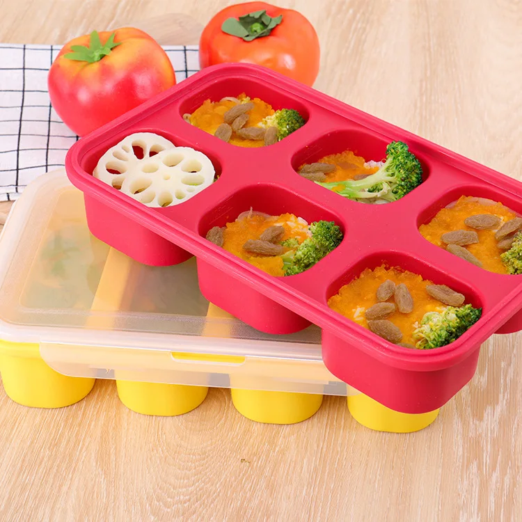 

Silicone Freezer Trays Extra Large Soup Ice Cube Tray Food Freezing Molds Giant Storage for Food Meal Sauce with Lid Ice Cube