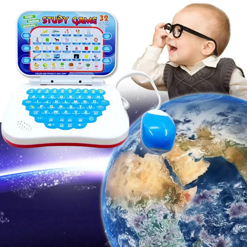 Mini Machine d'apprentissage des langues, ordinateur de Simulation avec Alphabet pour enfants, jouet éducatif pour apprendre la prononciation, ordinateur portable