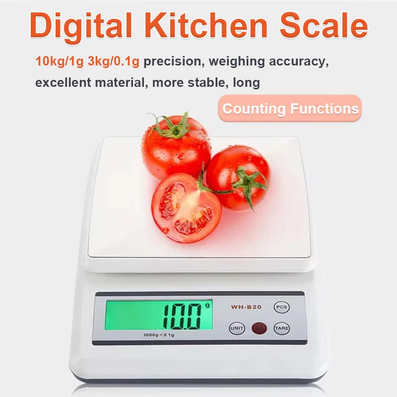 3kg/10kg Digital Kitchen Scale Electronic Scales with Counting Function Baking Food Gram Measuring Scale Home Weighing Tools