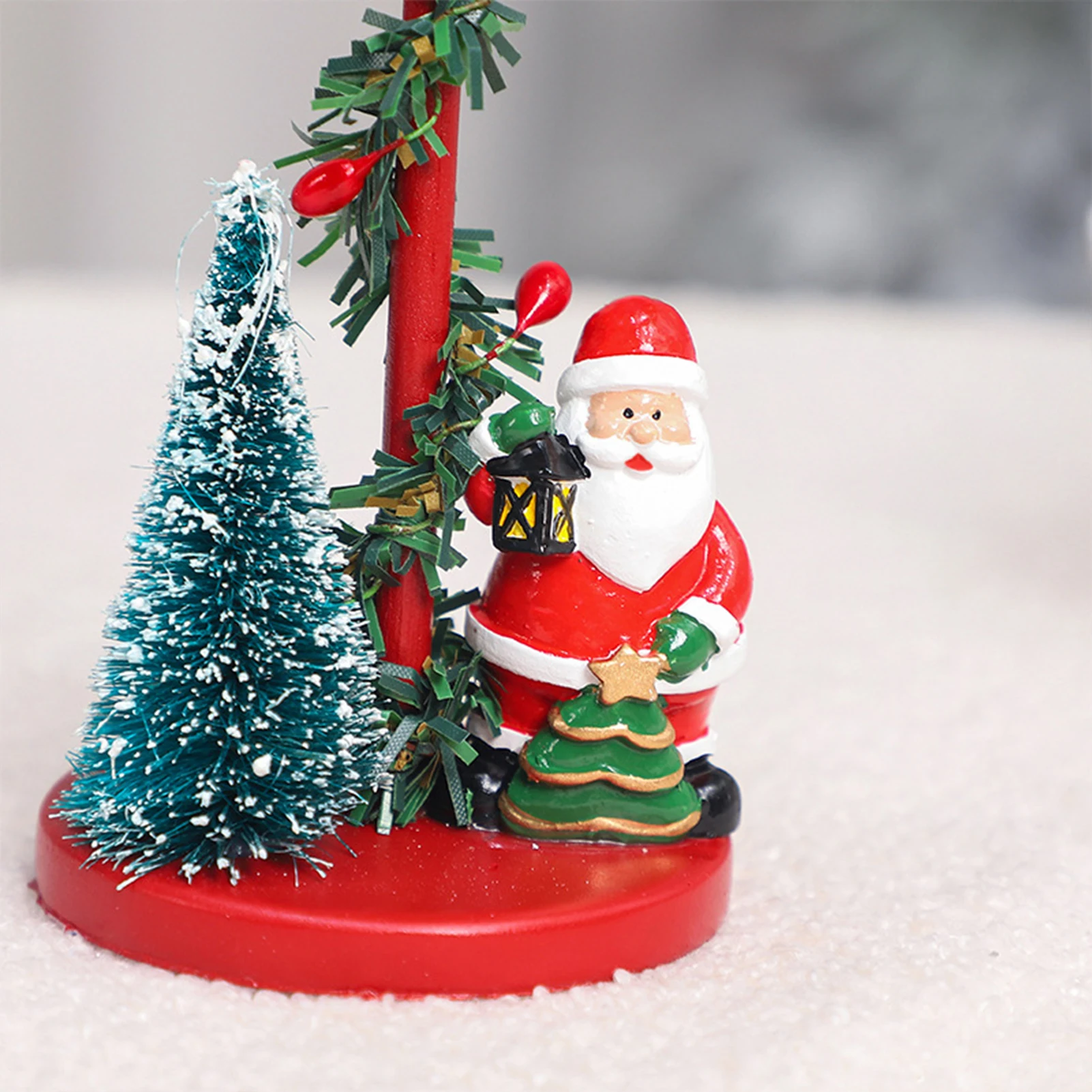 

2025 Christmas Decorations Simulated Xmas Tree Snowman Deer Santa Claus Resin Candle Holder Party Decor Tabletop Candlestick