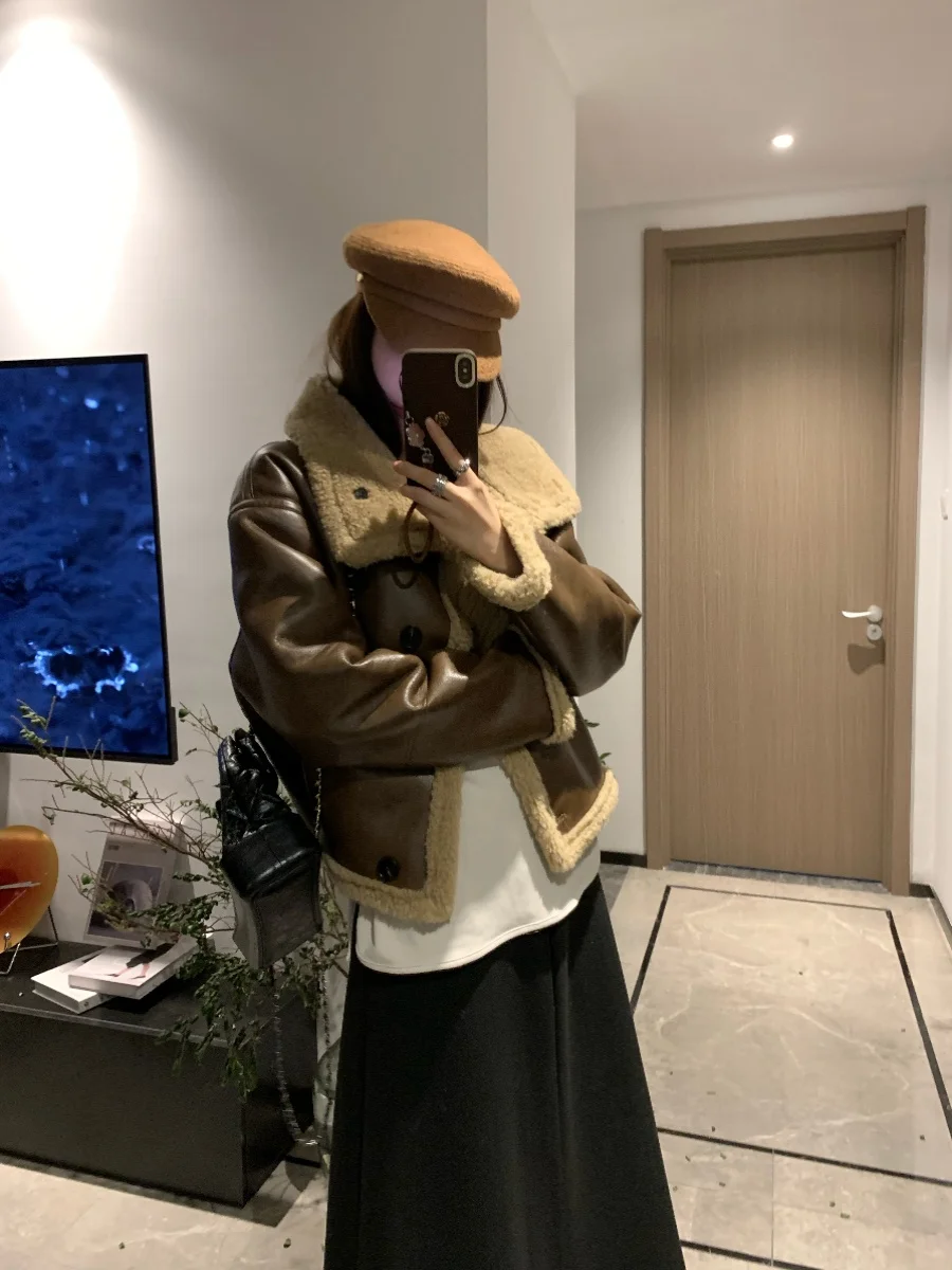 

Экологичная утепленная куртка Ruuii с воротником-стойкой, двусторонняя, для осени и зимы, новинка, женская