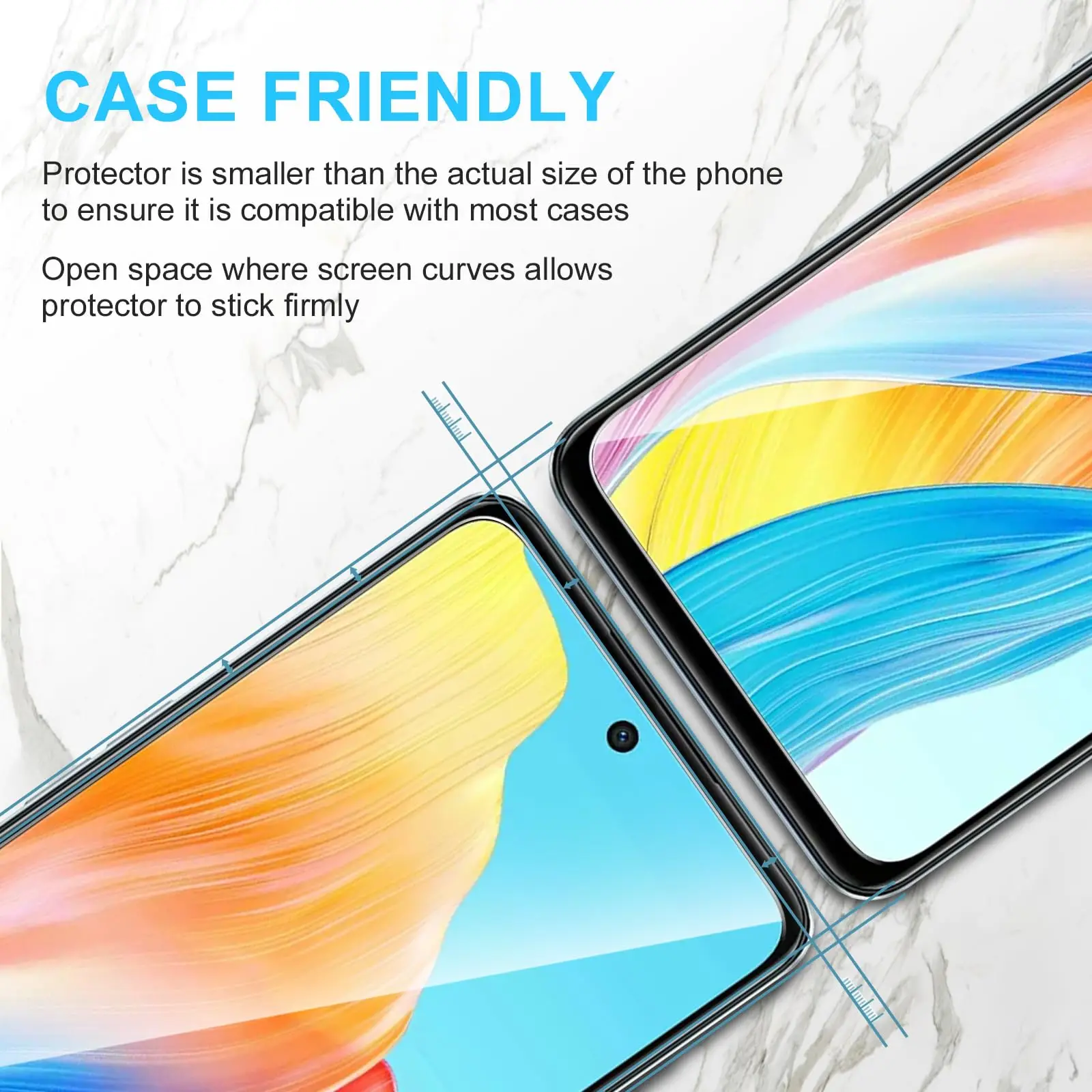 Screen Protector for OPPO A98 5G Tempered Glass Crystal HD 9H Transparent Anti Scratch Case Friendly Mica High Aluminum