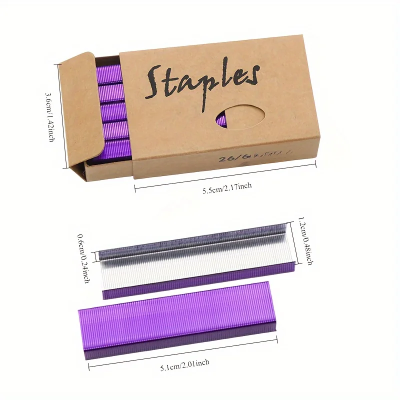 Agrafes standard de 26/6 tailles, paquet de 1000 agrafes colorées, agrafes généraux pour le bureau, agrafes pour documents