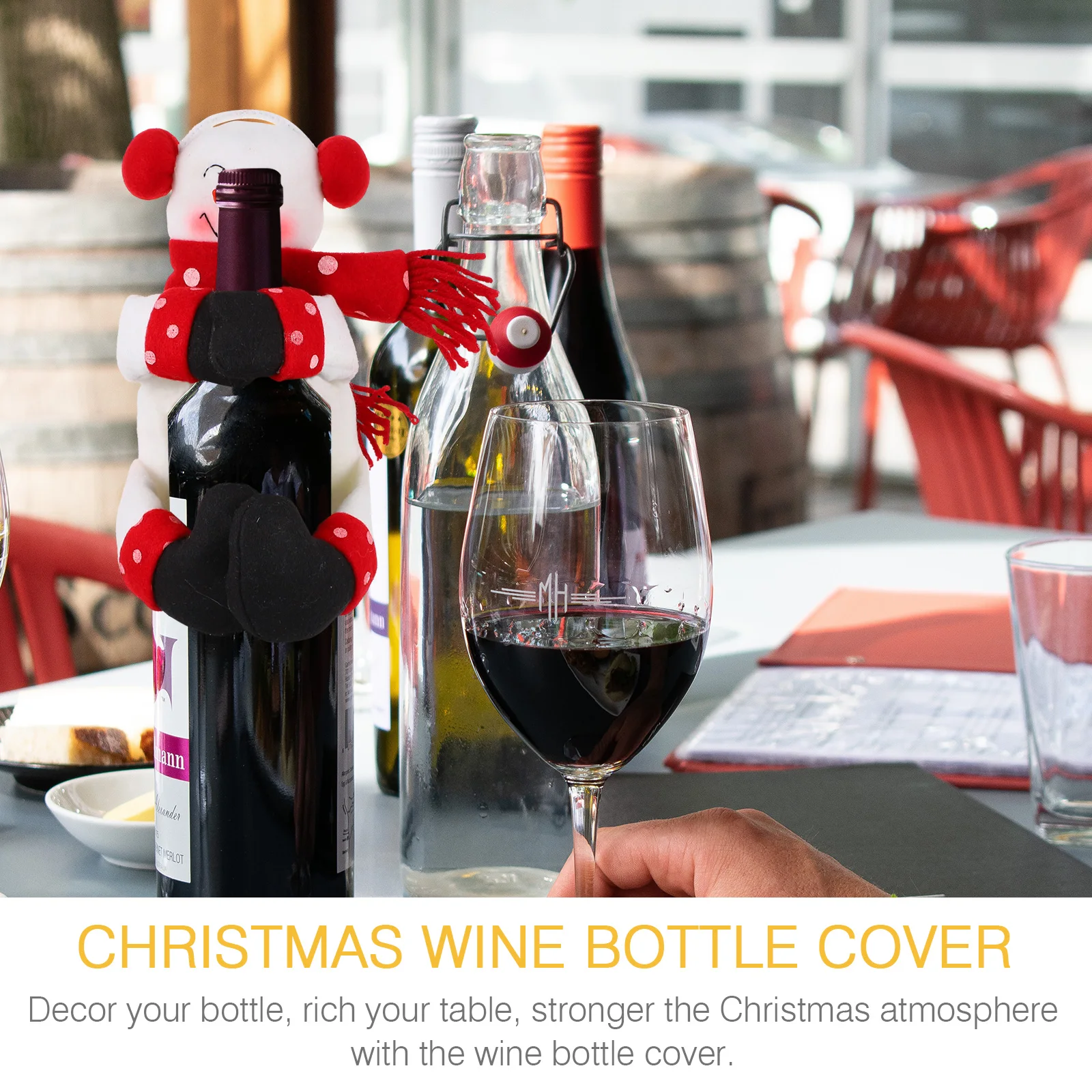 

Festive Reusable Wine Covers Christmas Ornament Decor Bottle Cover For Wine Spirits Kitchen Table Decoration Xmas Beer Cover