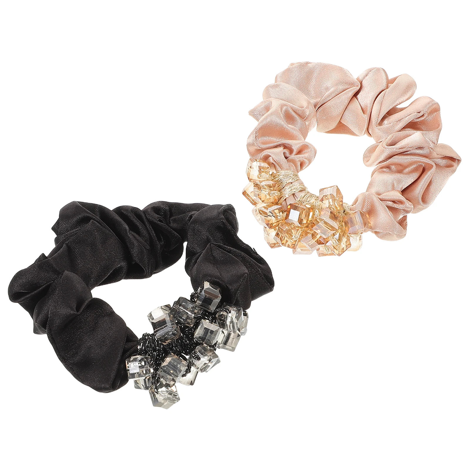 

2pcs Crystal Hair Ring Glitter Elastic Ponytail Holders Wedding Hairband Black Fashion Accessories Women Girls