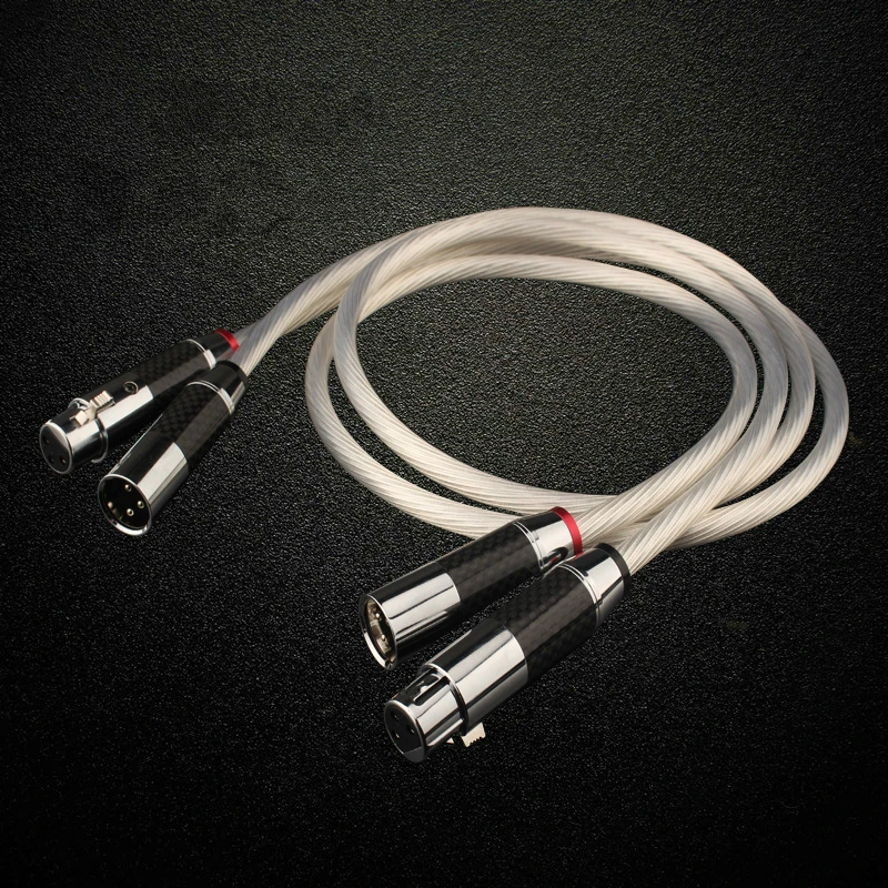 Pair HiFi 5NOCC Single Crystal Silver XLR Balance Cable  XLR Interconnect Cable Hifi audio Balance Cable