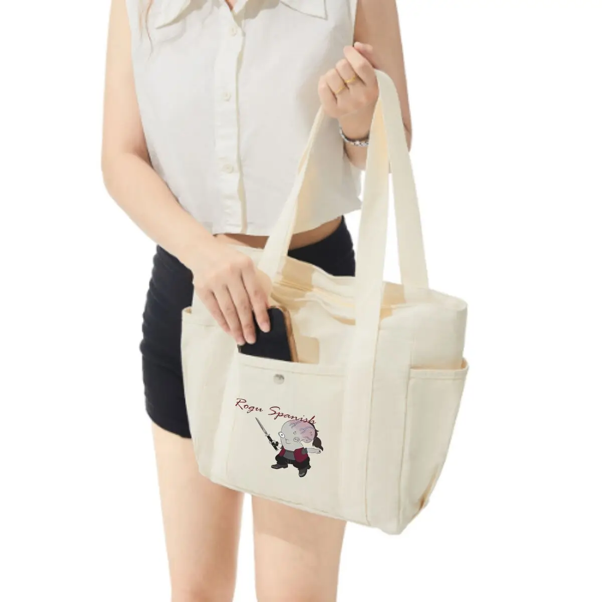 Rogu Spanish Humor Character Art Classic Multi-Pocket Shoulder Bag Timeless Daily Carry Tote