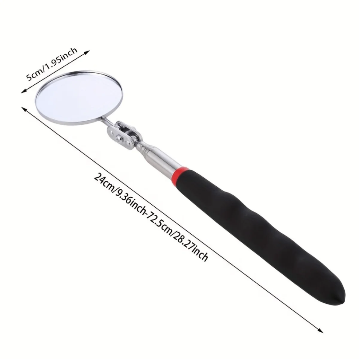 360° Flexible Rotating Telescoping Inspection Mirror - Ergonomic Concave/Convex Grip, Pocket Metal Frame for Auto Repair, Makeup