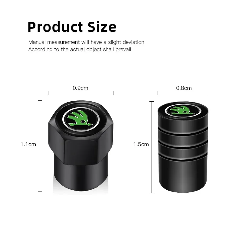 4Pcs Aluminium Alloy Car Wheel Tire Valve Caps Covers For Skoda Octavia Superb Rapid Kodiaq Karoq Fabia Kamiq Enyaq Yeti Scala